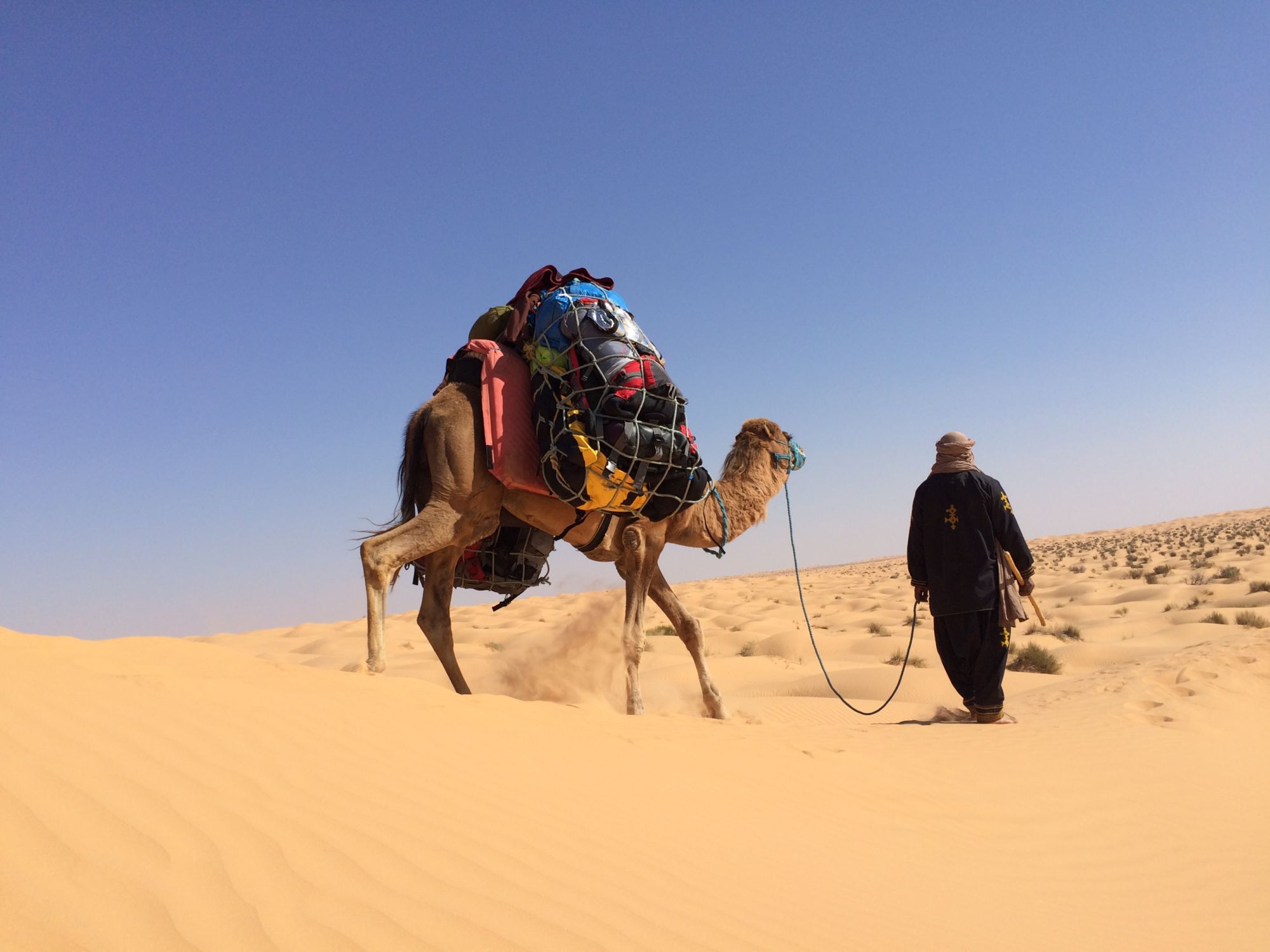 Putování Saharou - beduín s velbloudem